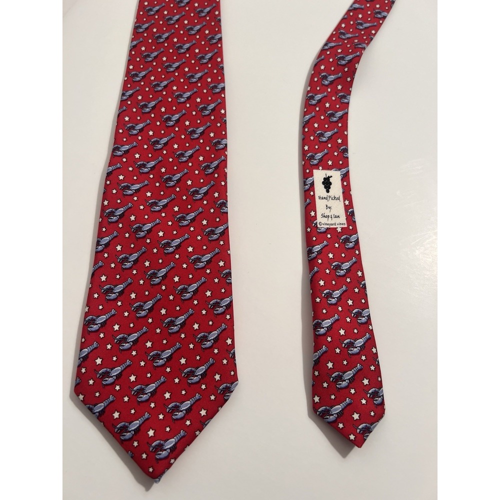 Vineyard Vines 100% Silk Men's Necktie Lobsters And Stars Print